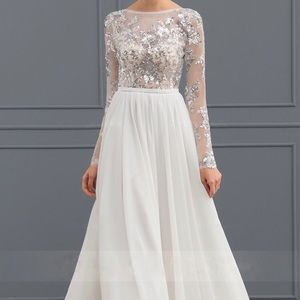 Sequin top, A-line wedding gown with chiffon skirt
